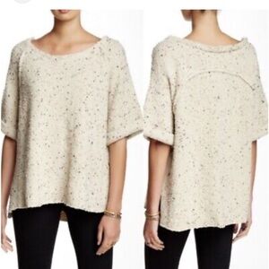 Free People Marsala oversized short sleeve wool blend Speckled Cream Sweater